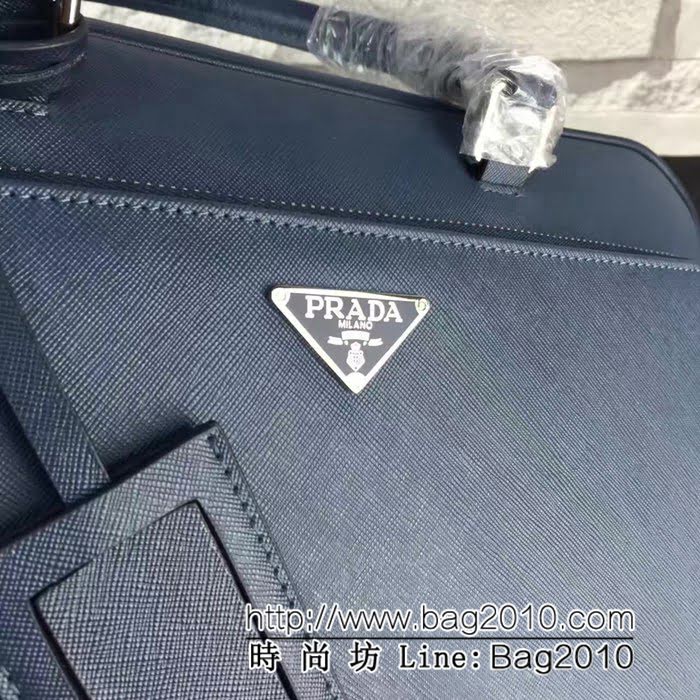 普拉達PRADA原單 最新款2VE369藍色原版十字紋官網同步 實物實拍PRADA男士公事包 PHY1157